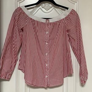 Off the shoulder ( red and white)